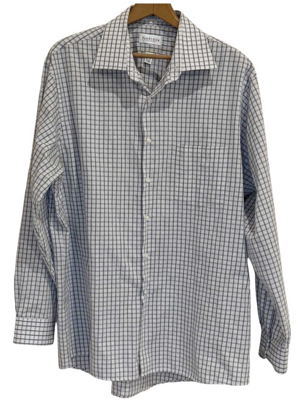 Van Heusen Wrinkle Free Plaid Button Down Shirt Size XL 17-17.5 34/35